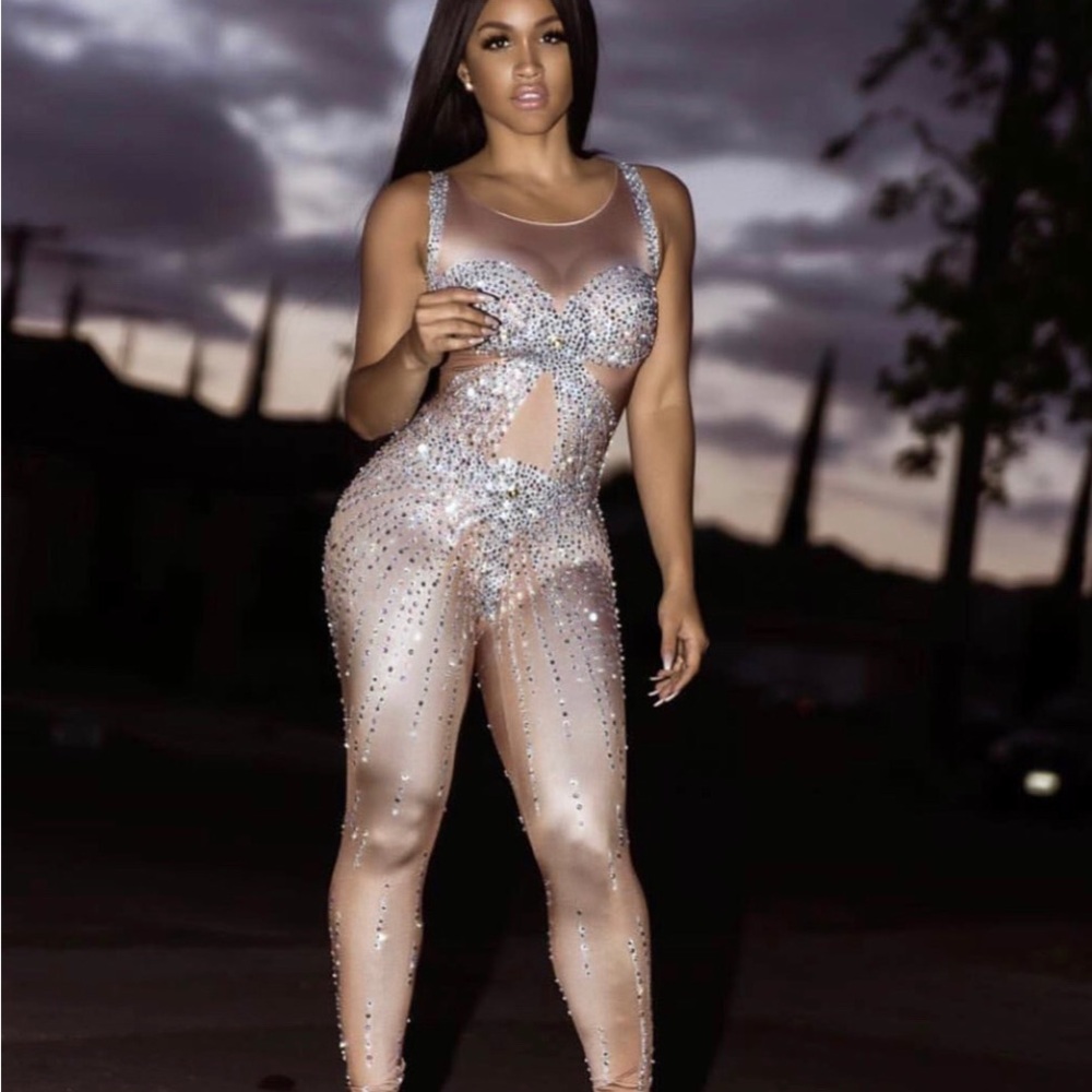 Elegant Crystal Embellished Jumpsuit